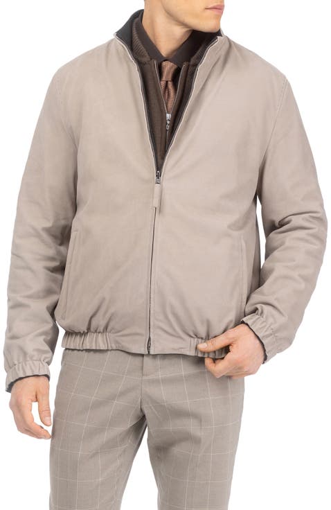 Men's Genuine Nubuck Jacket Reversible To Cashmere & Wool Crafted From Loro Piana