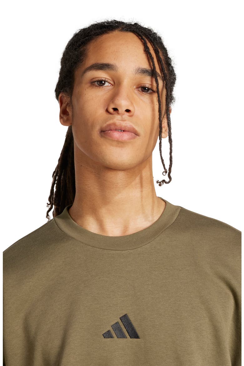 Essentials 3-Stripes Sweatshirt, Alternate, color, OLIVE STRATA/ BLACK