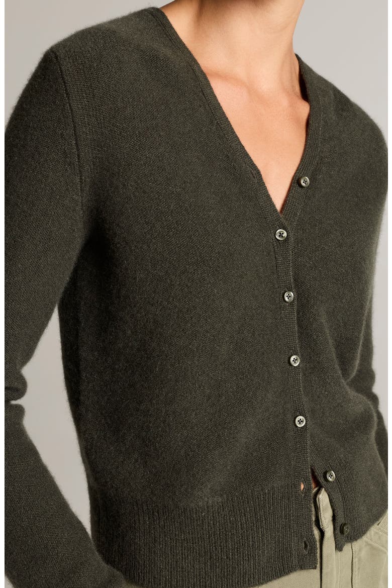 Boiled Cashmere V-Neck Cardigan, Alternate, color, DARK MOSS