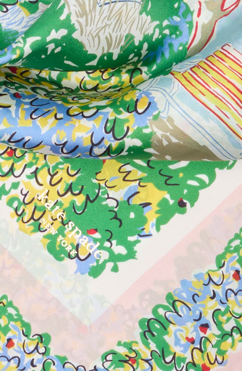 Kate Spade New York springtime gardens silk square scarf, Alternate, color, 
