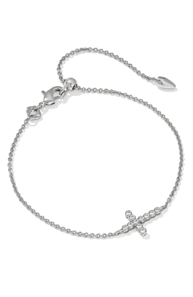 Kendra Scott Cross Crystal Tennis Bracelet, Main, color, Silver