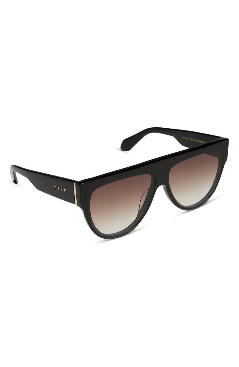 DIFF Georgie 61mm Gradient Square Sunglasses, Alternate, color, Black / Brown Gradient