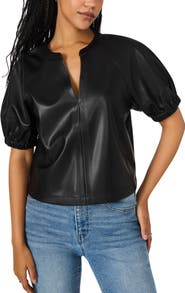 Steve Madden Roxanne Short Sleeve Faux Leather Top