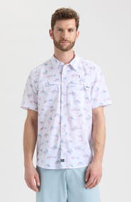 Salt Life Fish N' Bones Americana Woven Short Sleeve Shirt
