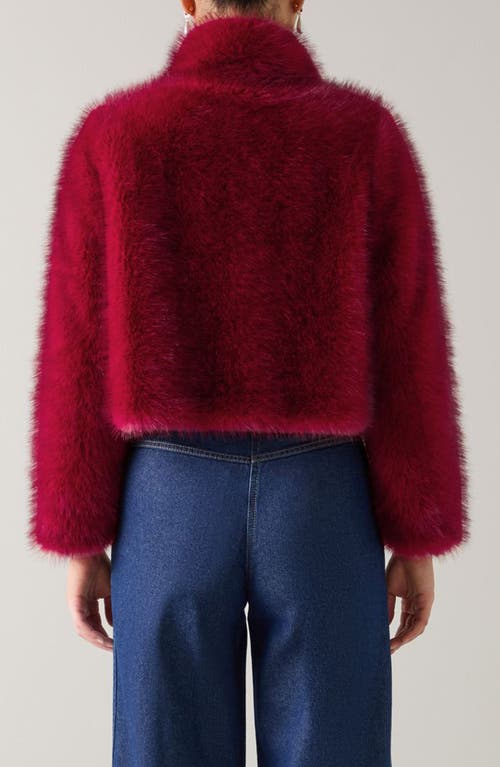 Lk Bennett Noah Faux Fur Jacket In Red