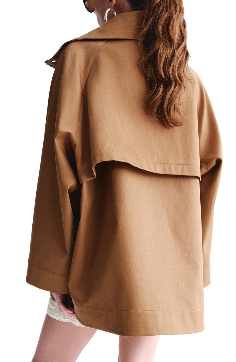 MANGO Oversize Funnel Neck Cotton Jacket, Alternate, color, 