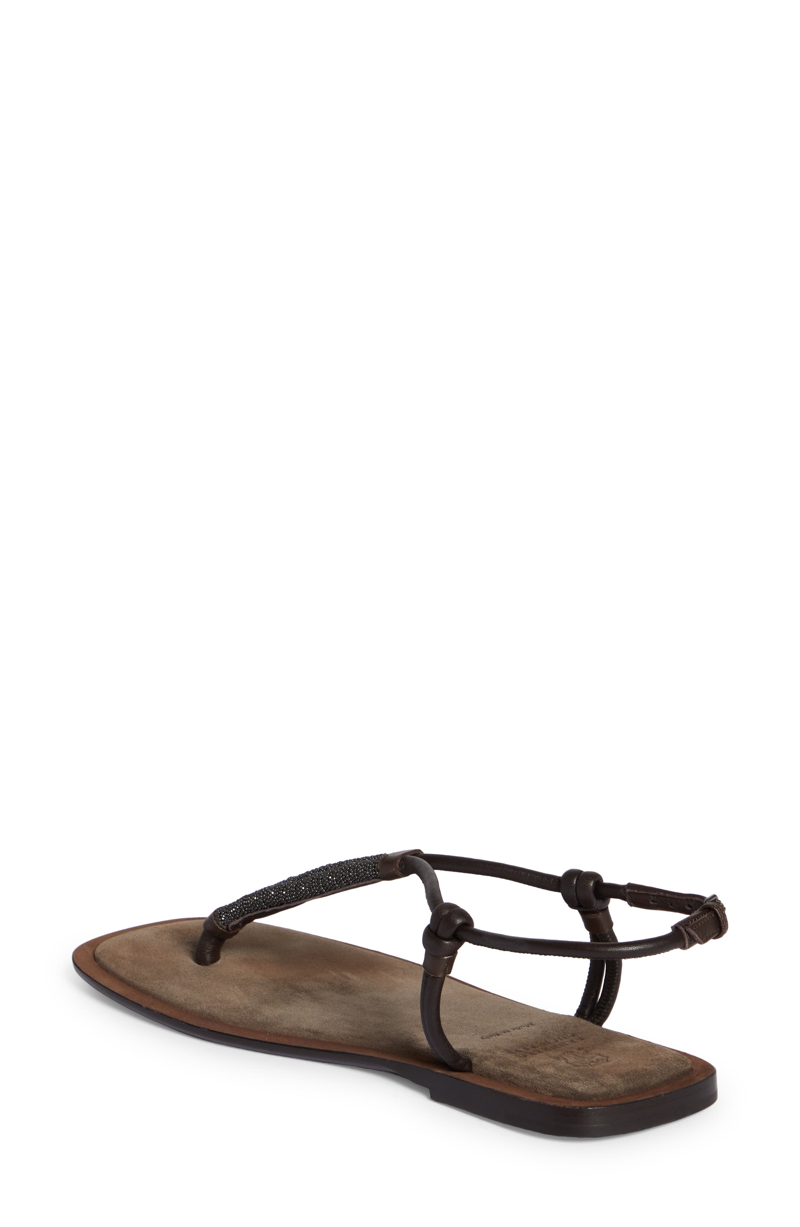 Brunello Cucinelli Monili T-Strap Sandal, Alternate, color, 