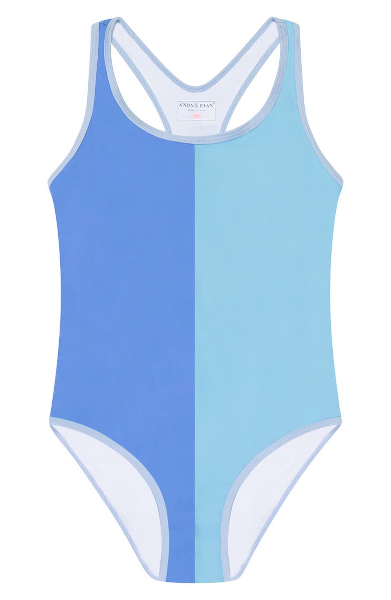 Andy & Evan Kids' Colorblock Cutout One-Piece Swimsuit, Main, color,