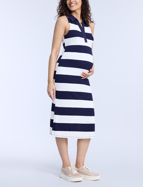 Motherhood Maternity Collared Sleeveless Polo Midi Dress