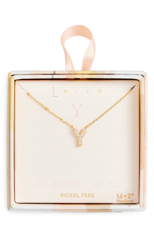 Leith Cubic Zirconia Initial Pendant Necklace In Y- Clear- Gold