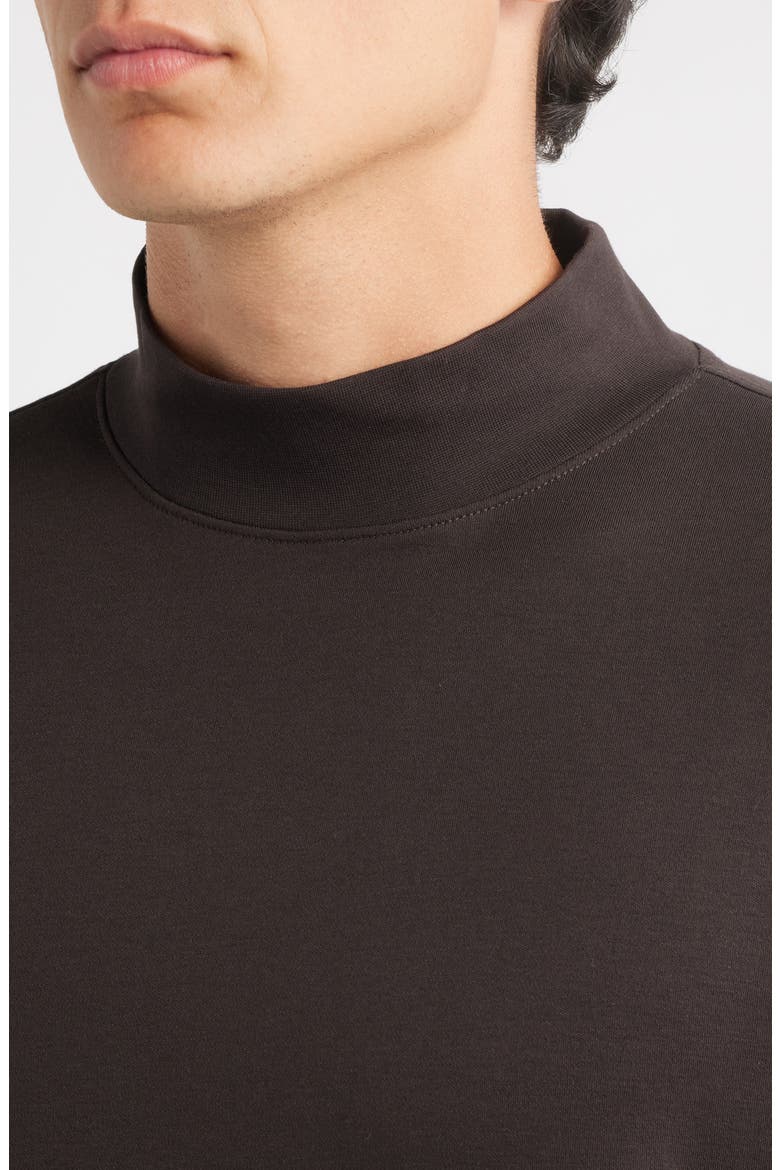 Pima Cotton Interlock Mock Neck Top, Alternate, color, DARK CHOCOLATE