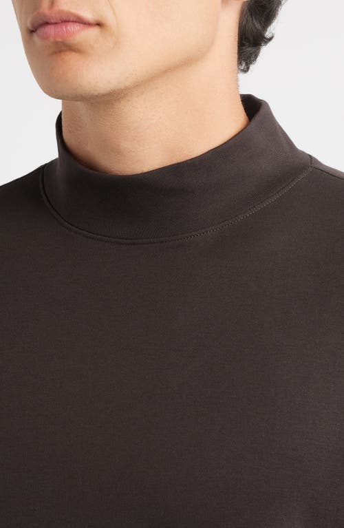 Scott Barber Pima Cotton Interlock Mock Neck Top In Brown