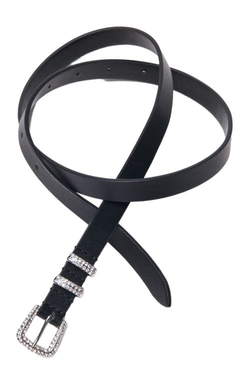 Maje Slim Belt With Diamanté Buckle In Brown