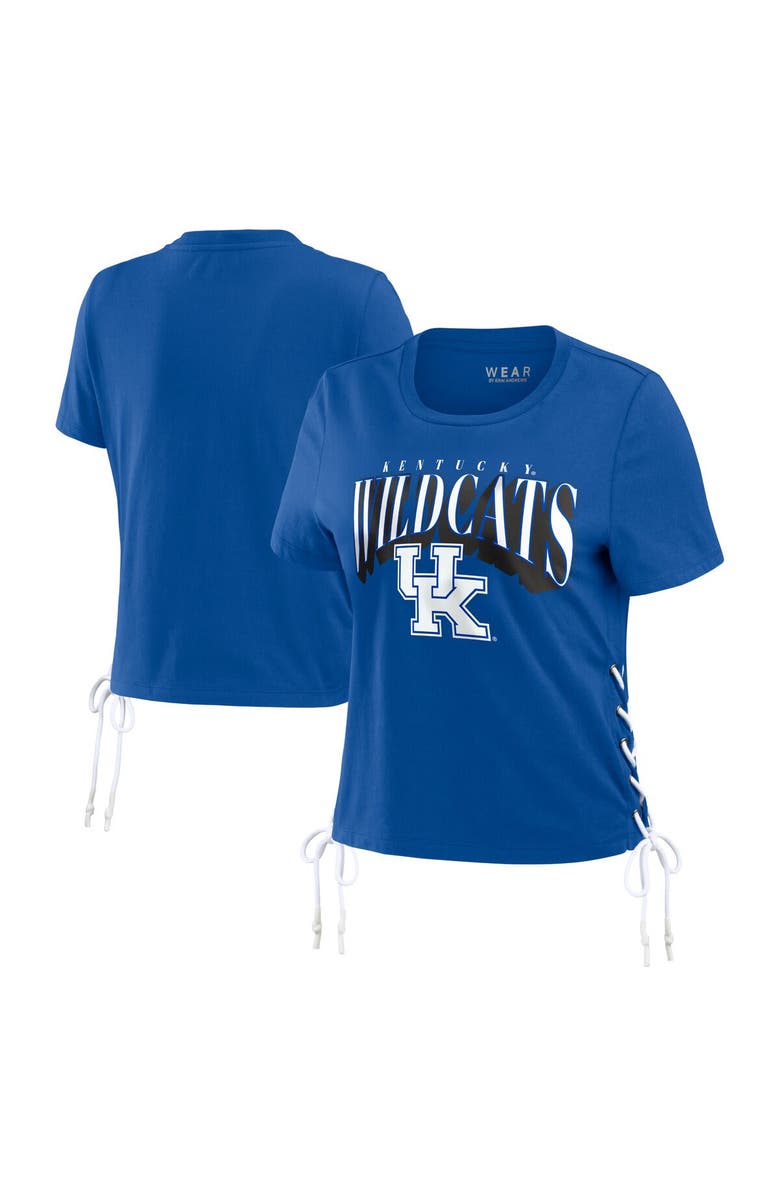 WEAR by Erin Andrews Women's WEAR by Erin Andrews Royal Kentucky Wildcats Side Lace-Up Modest Crop T-Shirt, Main, color, Royal