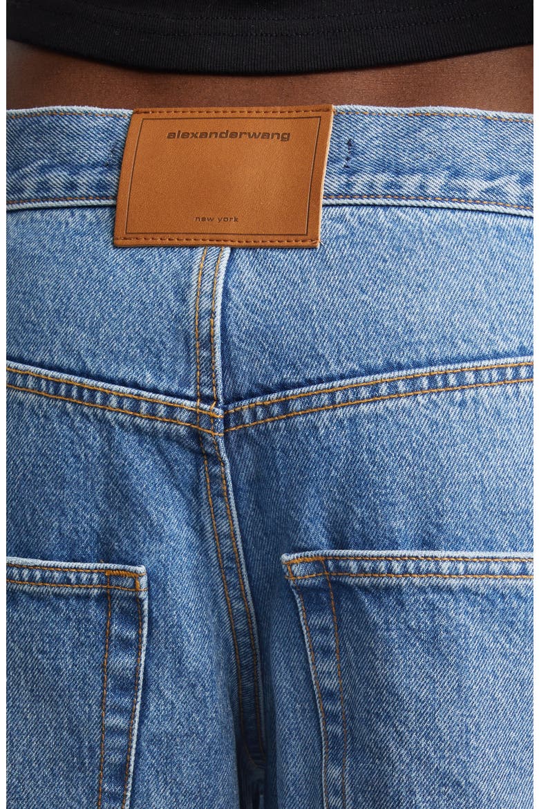 Surge Low Rise Wide Leg Jeans, Alternate, color, VINTAGE MARBLED BLUE