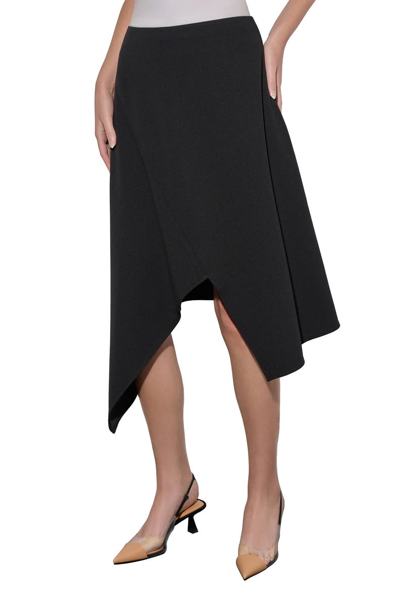 Deco Crepe Asymmetric Skirt, Alternate, color, BLACK