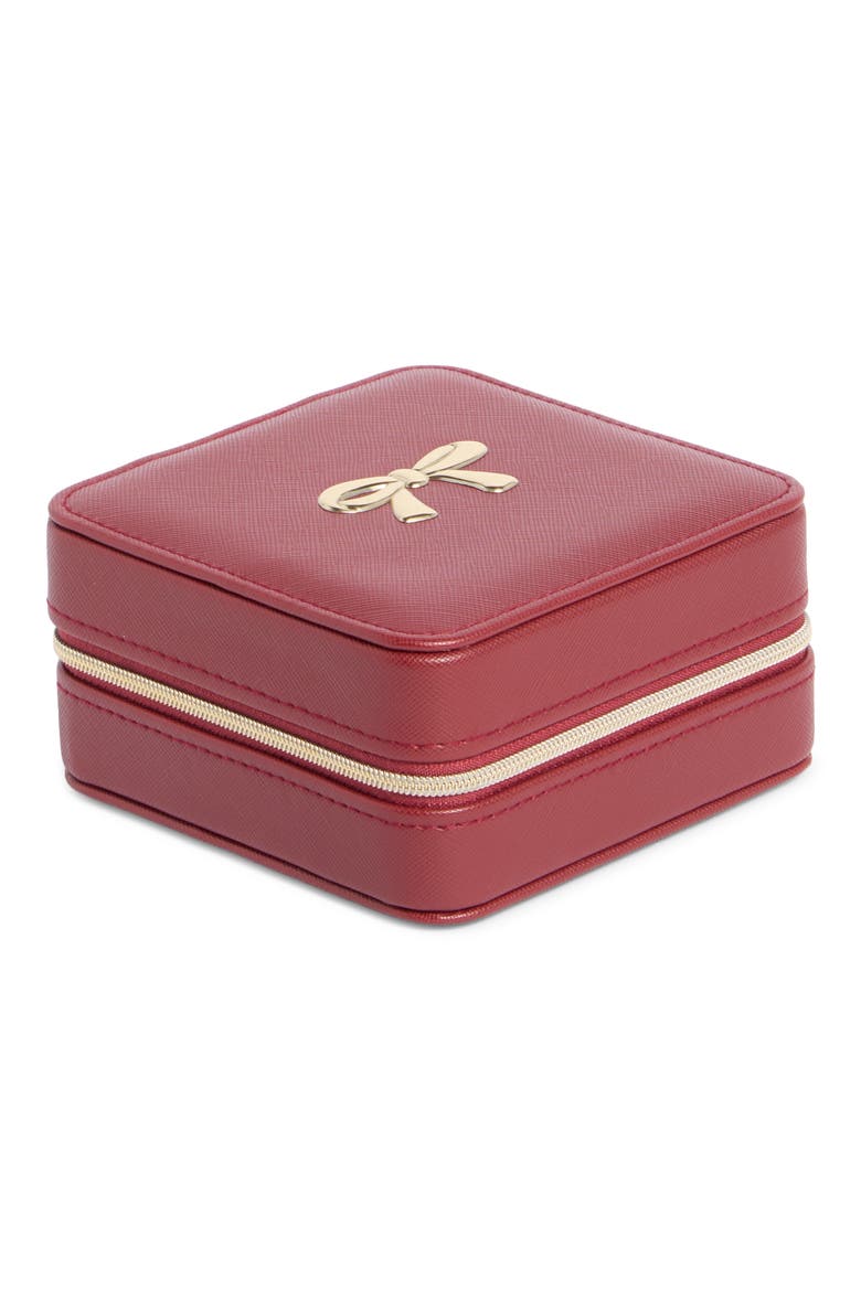 Square Jewelry Box, Main, color, BURGUNDY- GOLD BOW