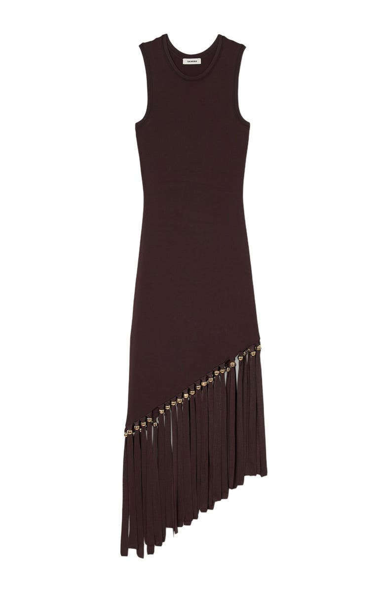 SANDRO Fringed and beaded maxi dress, Alternate, color, 
