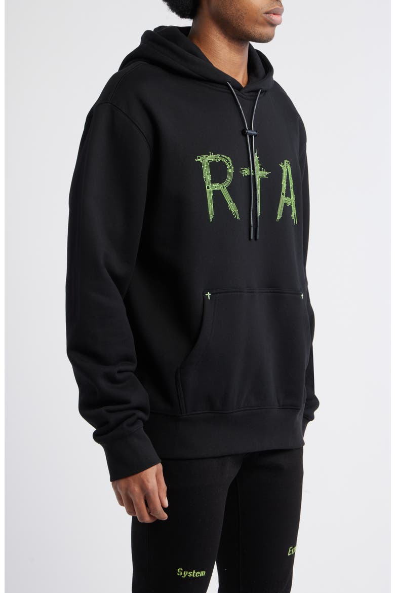 Dion Oversize Black Circuit Logo Cotton Hoodie, Alternate, color, BLACK CIRCUIT