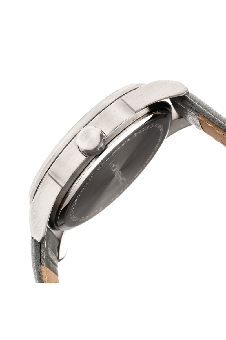 M63 Series Leather-Band Watch w/Date, Alternate, color, Black/Grey