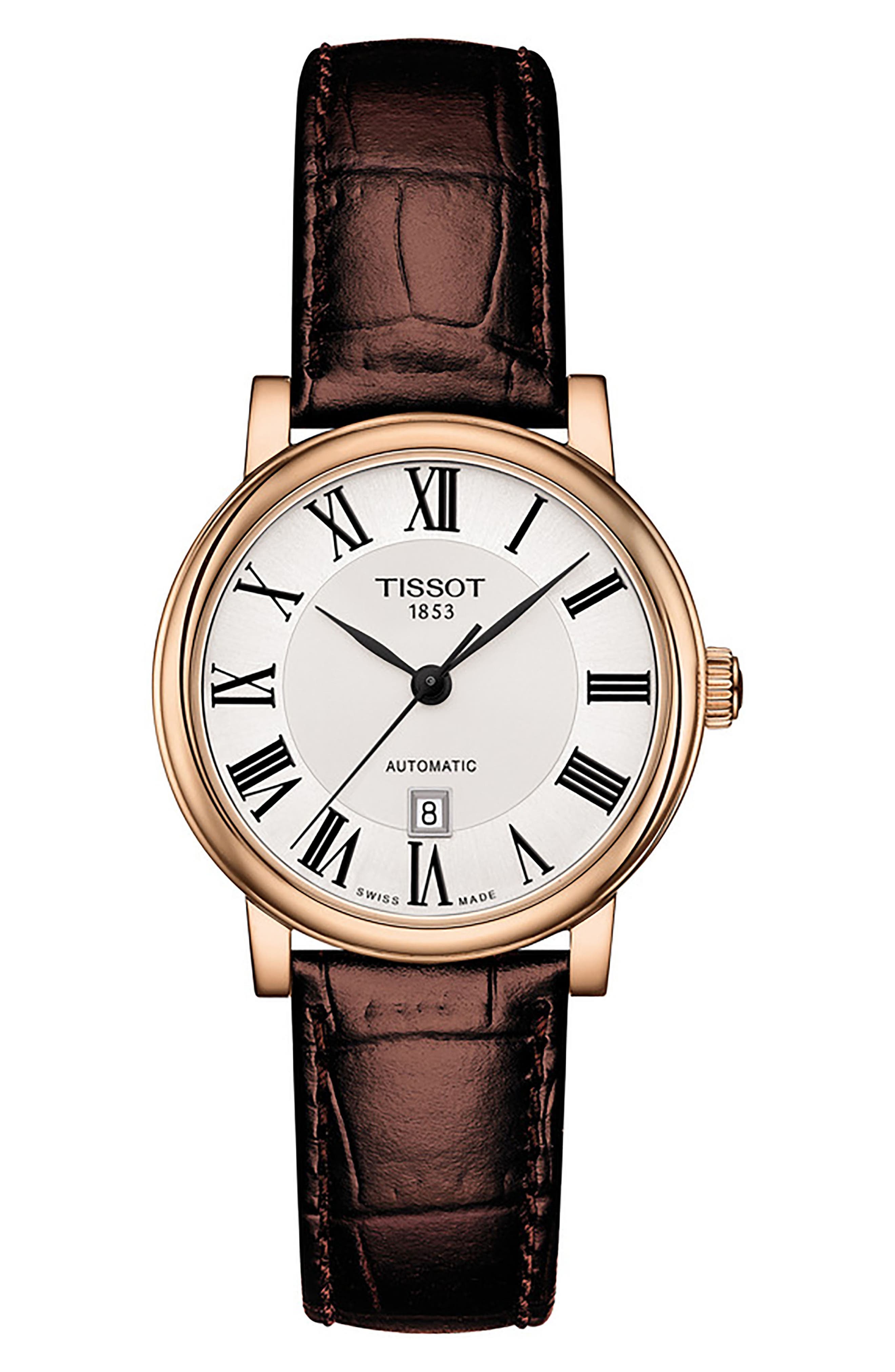 Carson Automatic Leather Strap Watch, 30mm