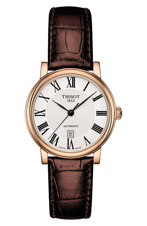 Carson Automatic Leather Strap Watch, 30mm