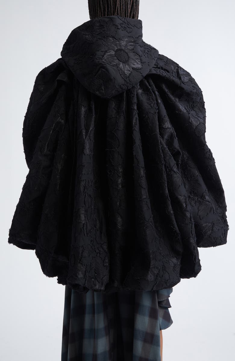 Collina Strada Pillow Jacquard Hooded Coat, Alternate, color, Black