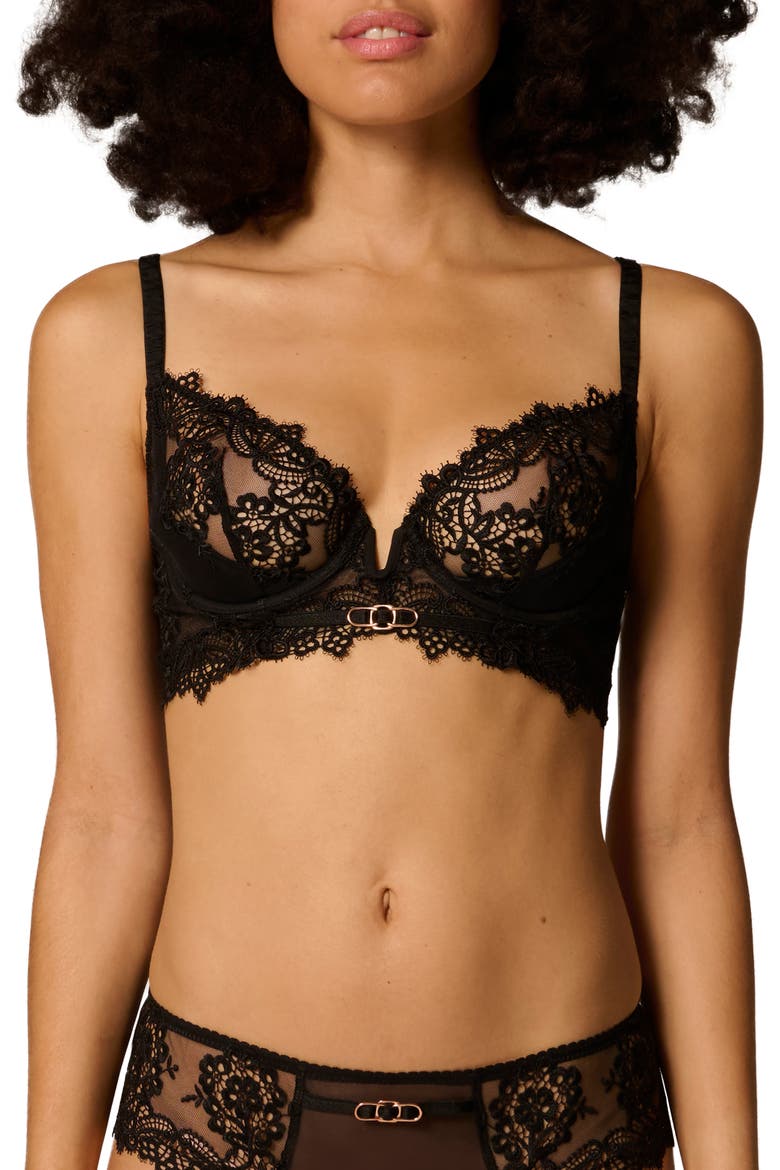 Idole Underwire Plunge Bra, Main, color, BLACK