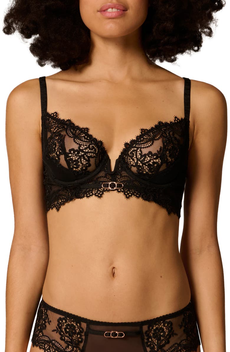 Simone Perele Idole Underwire Plunge Bra, Main, color, Black
