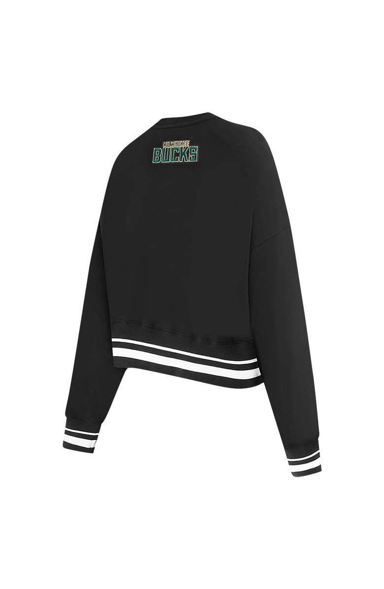 PRO STANDARD Women's Pro Standard Black Milwaukee Bucks Area Code Cropped Pullover Sweatshirt, Alternate, color, Black