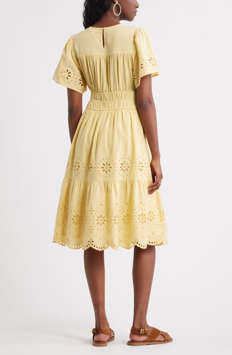Treasure & Bond Embroidered Eyelet Cotton & Linen Dress, Alternate, color, 