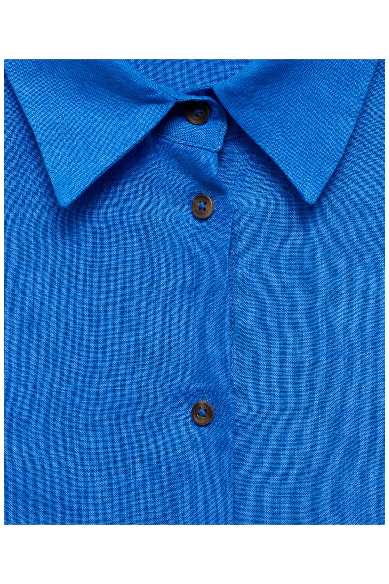 Short Sleeve Linen Button-Up Shirt, Alternate, color, INK BLUE