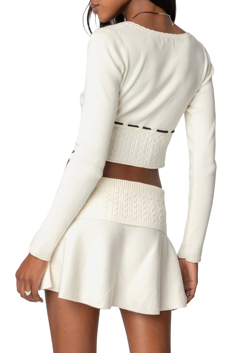 Andie Crop Long Sleeve Knit Top, Alternate, color, CREAM