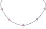 CZ by Kenneth Jay Lane Stationed Flower Cubic Zirconia Necklace