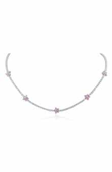Stationed Flower Cubic Zirconia Necklace