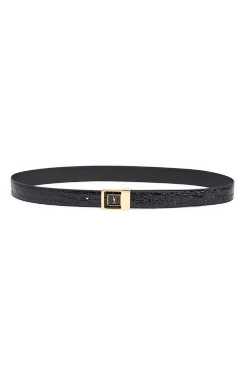Monogram Croc Embossed Calfskin Leather Belt