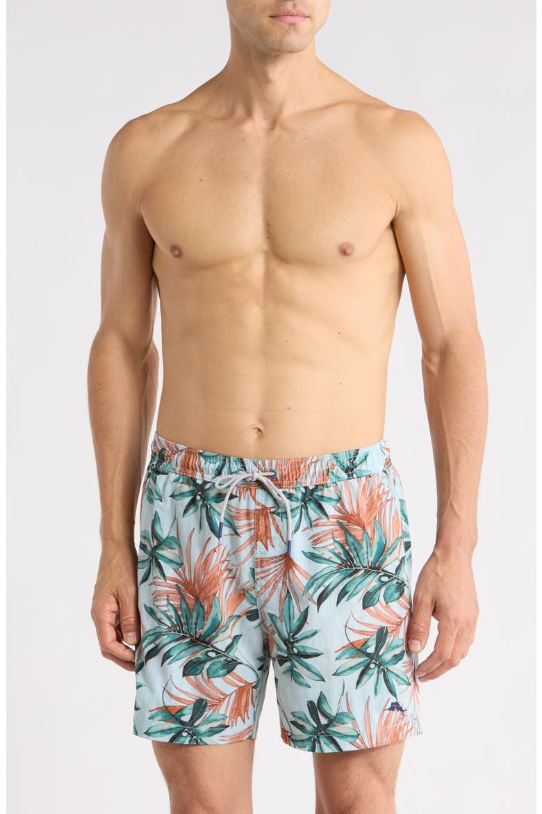 Naples Tidal Fronds 6-Inch UPF 30+ Swim Trunks, Main, color, PALE OPAL