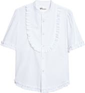 Noir Kei Ninomiya Ruffle Trim Cotton Broadcloth Button-Up Shirt