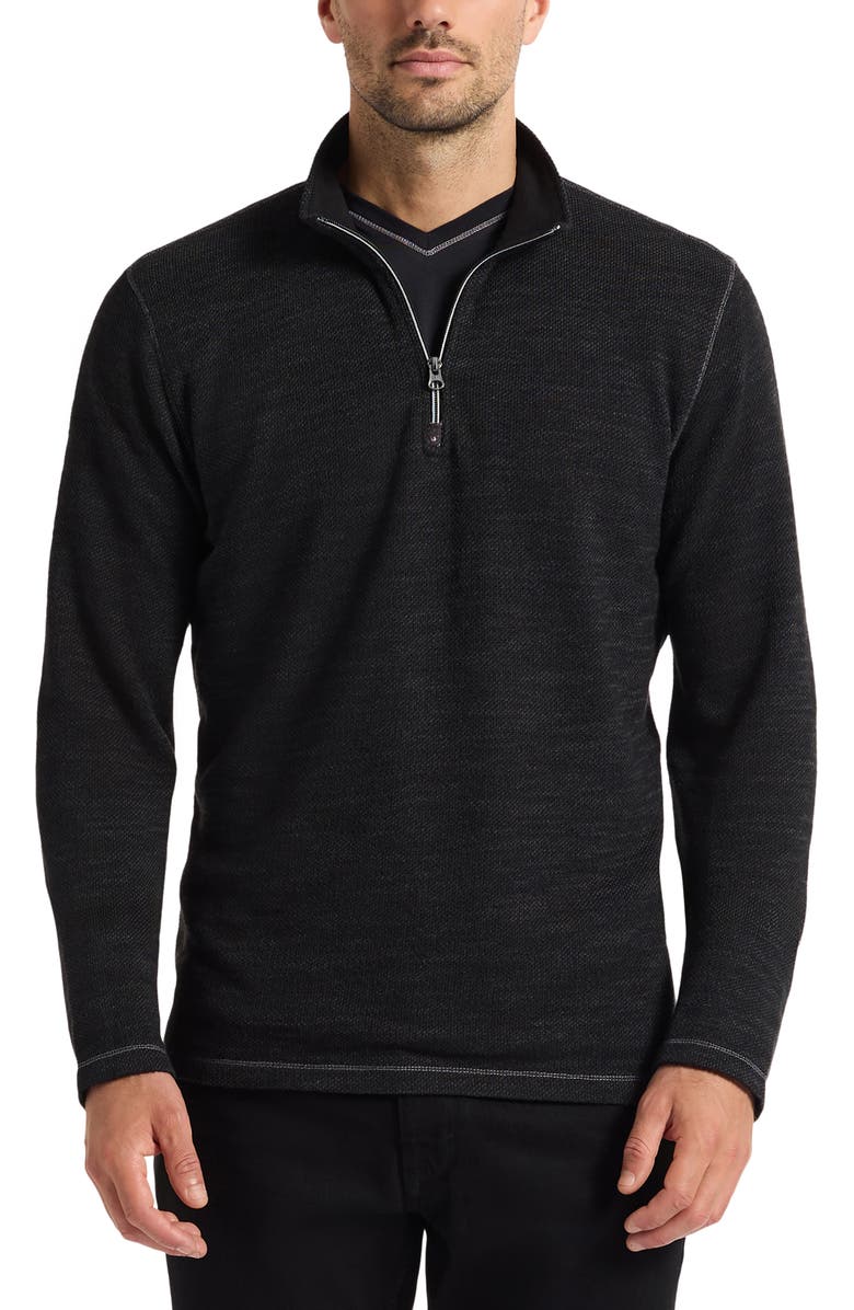 Robert Graham Griffin Quarter Zip Pullover, Main, color, Black