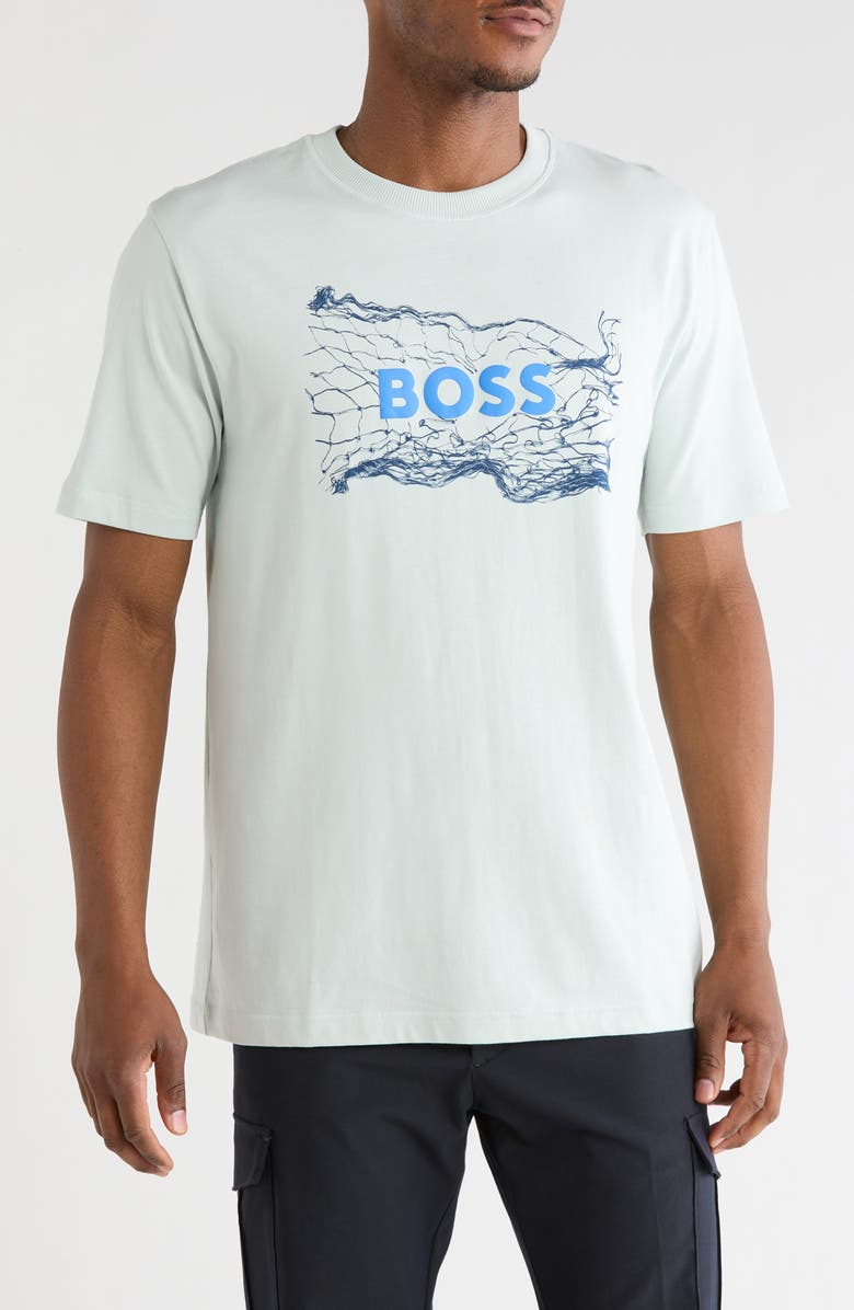 BOSS Logospace Graphic T-Shirt, Main, color, Open Blue