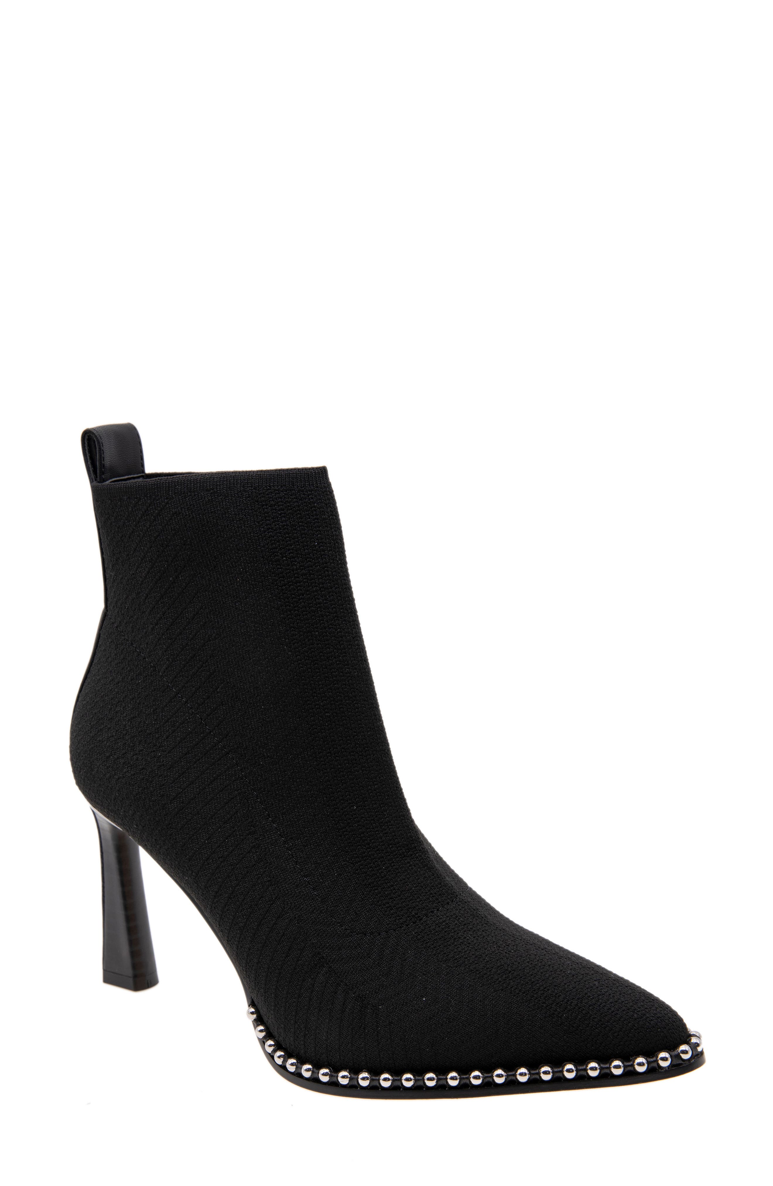 Beya Pointed Toe Bootie, Main, color, BLACK FLYKNIT FABRIC