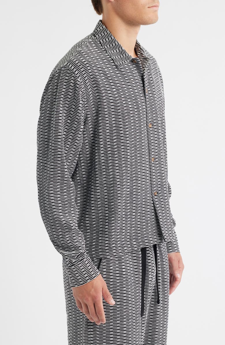 RIZORT Elijah Geo Pattern Chenille Button-Up Shirt, Alternate, color, Black