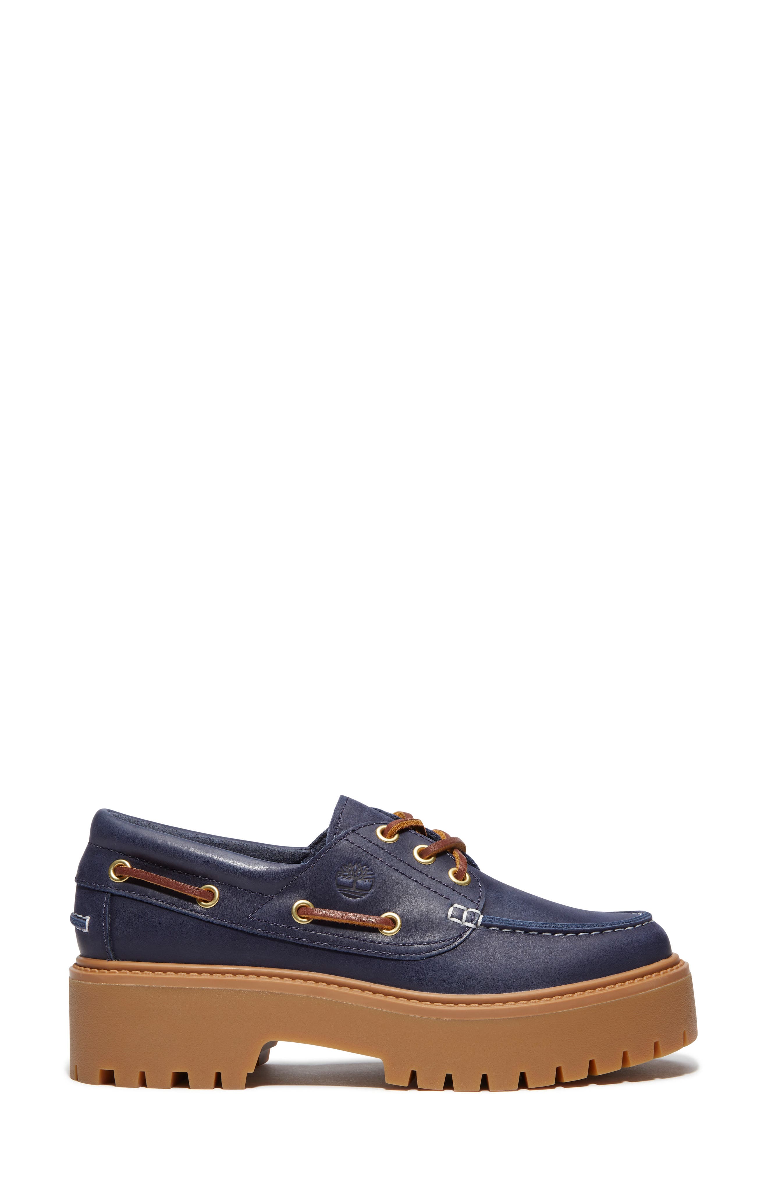 Timberland Stone Street Platform Boat Shoe, Alternate, color, Dark Blue Full Grain