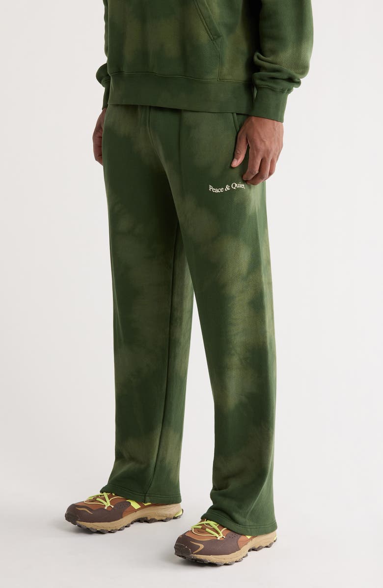 Museum of Peace & Quiet Wordmark Tie Dye Sweatpants, Alternate, color, Forest