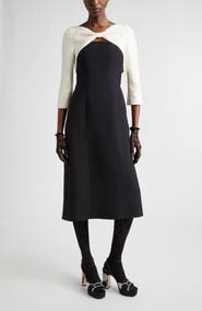 Valentino Bow Colorblock Crepe Couture Midi Dress