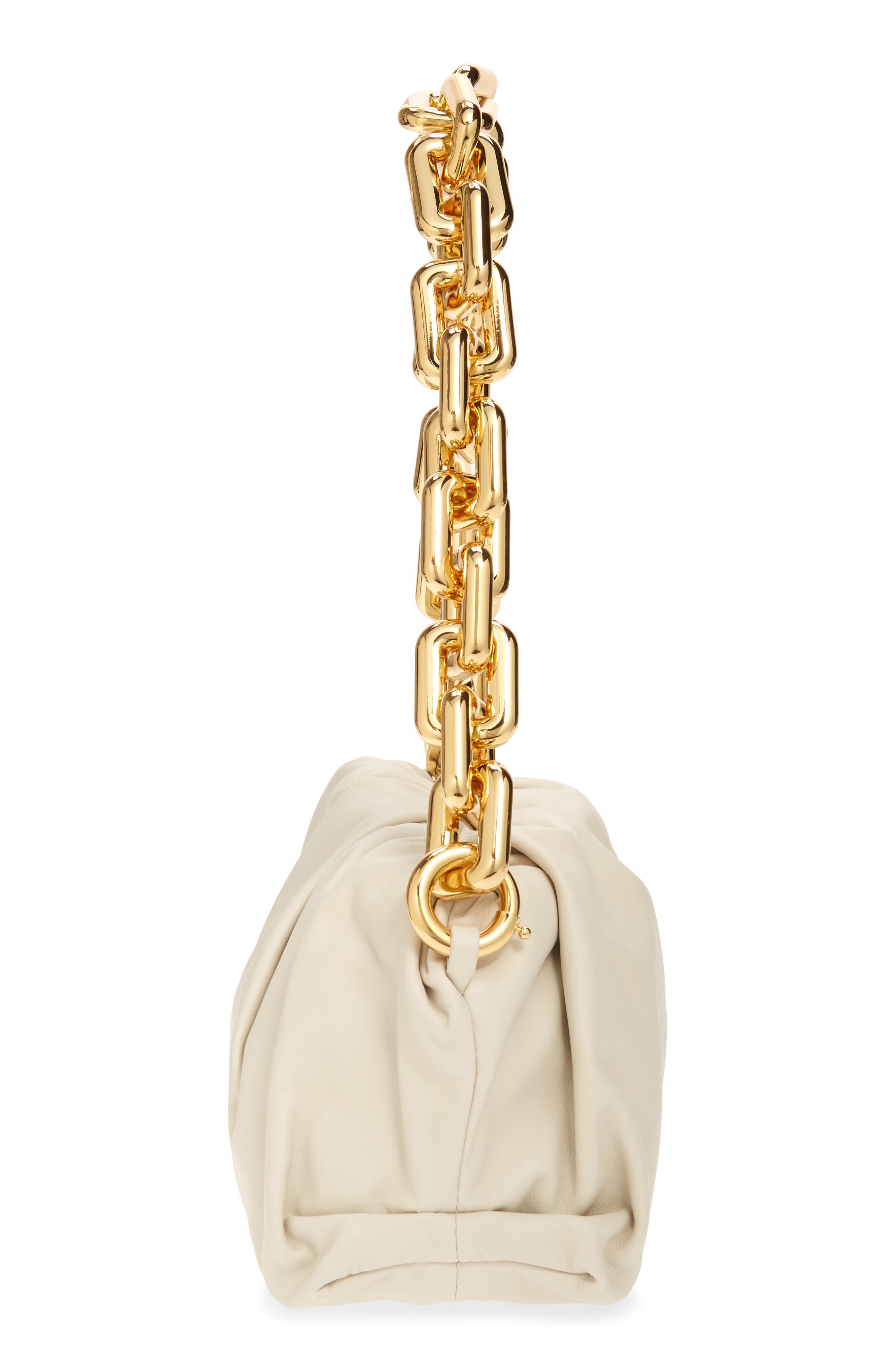 The Chain Pouch Leather Shoulder Bag, Alternate, color, PLASTER/ GOLD