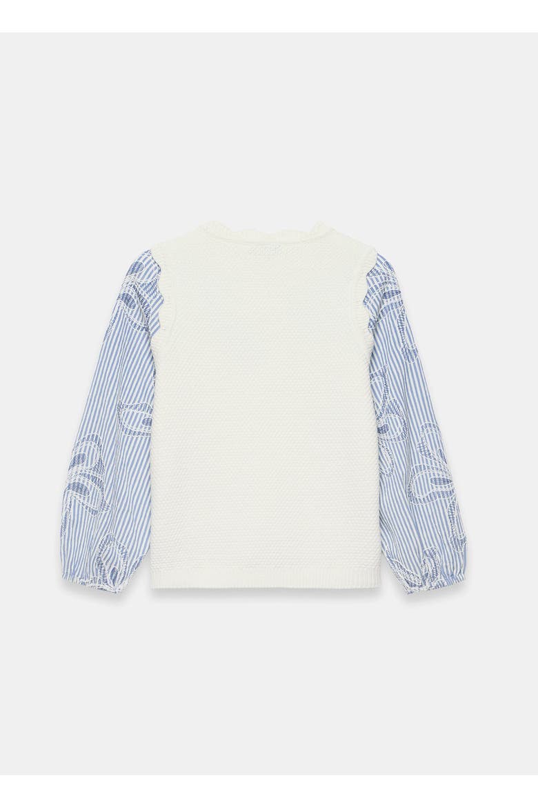 Cotton Blend Striped Layered  Sweater, Alternate, color, Open White