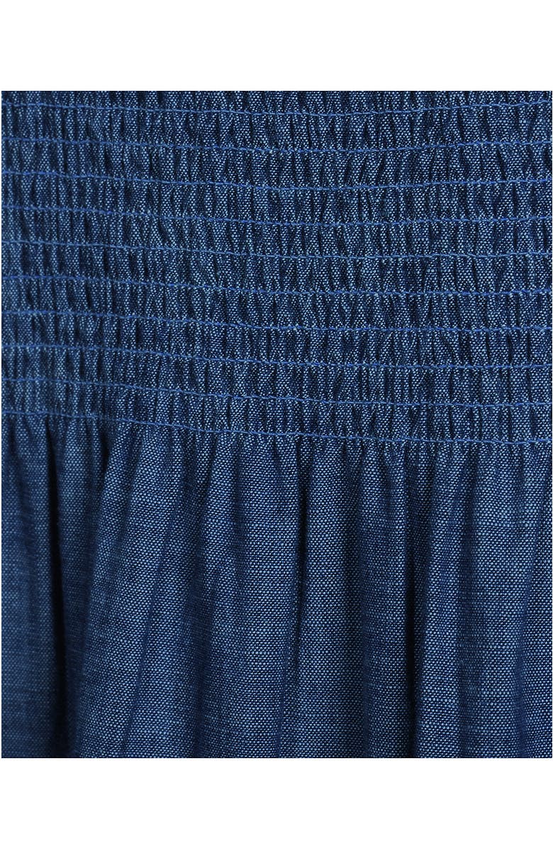 Lands
 End Chambray Smocked Dress with Ruffle Straps, Alternate, color, Medium Indigo Chambray