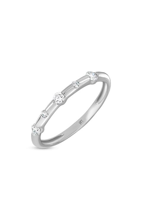18K White Gold Diamond Five-Stone Stackable Ring