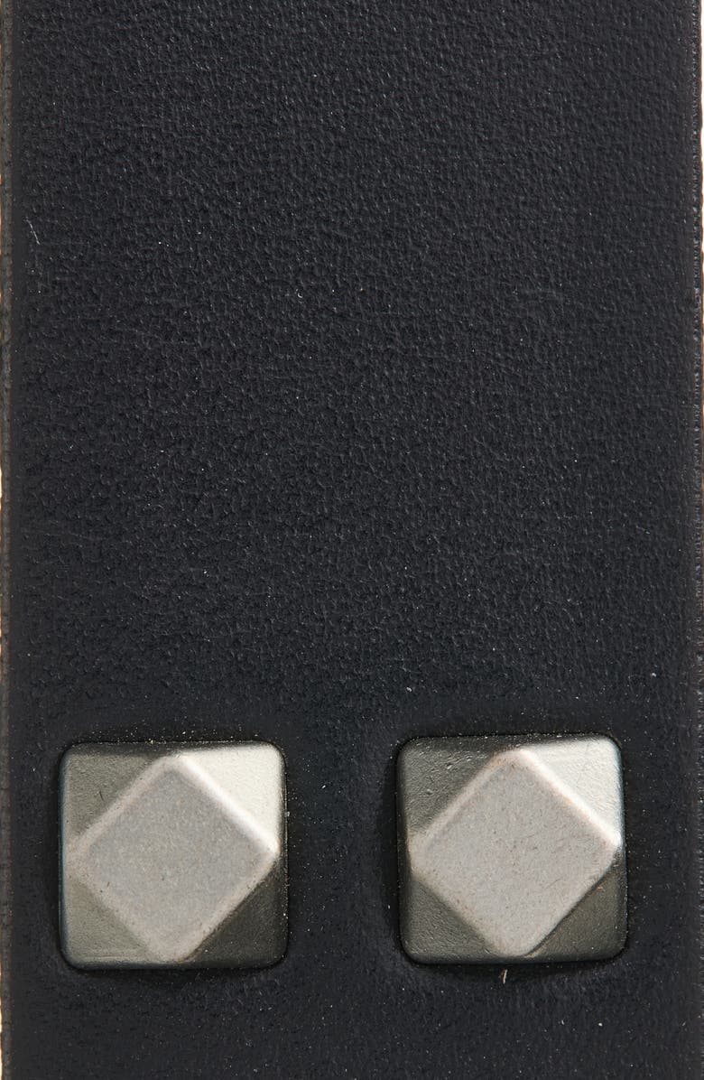 AllSaints Hexagon Studded Leather Belt, Alternate, color, Black / Antique Nickel 016